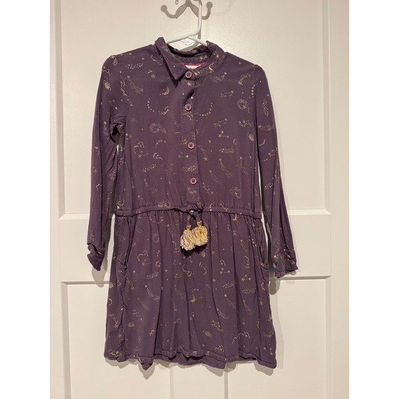 Boden Other - Boden Girls Purple Constellation Print Button Front Dress with Tie Size 6-7